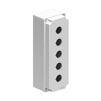 Lovato LPZM5A8 9x3x3 Metal Pushbutton Enclosure with 5 Holes, 22.5 mm