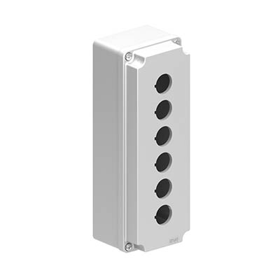 Lovato LPZM6A8 9x3x3 Metal Pushbutton Enclosure with 6 Holes, 22.5 mm