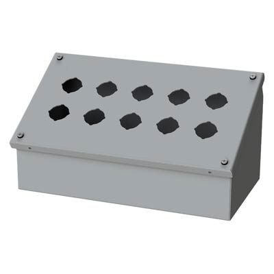 Saginaw Control & Engineering SCE-10PBA 7x13x7 Metal Pushbutton Enclosure with 10 Holes, 30.5 mm