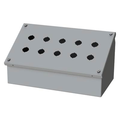 Saginaw Control & Engineering SCE-10PBAI 7x13x7 Metal Pushbutton Enclosure with 10 Holes, 22.5 mm