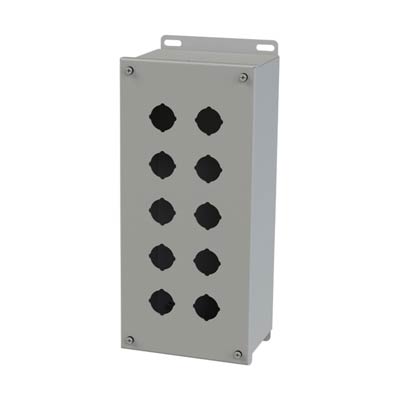 Saginaw Control & Engineering SCE-10PBX 14x6x5 Metal Pushbutton Enclosure with 10 Holes, 30.5 mm