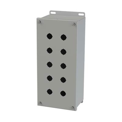 Saginaw Control & Engineering SCE-10PBXI 14x6x5 Metal Pushbutton Enclosure with 10 Holes, 22.5 mm