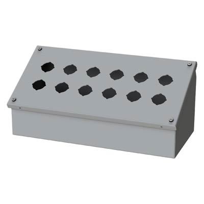 Saginaw Control & Engineering SCE-12PBA 7x15x7 Metal Pushbutton Enclosure with 12 Holes, 30.5 mm