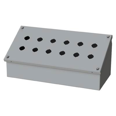 Saginaw Control & Engineering SCE-12PBAI 7x15x7 Metal Pushbutton Enclosure with 12 Holes, 22.5 mm