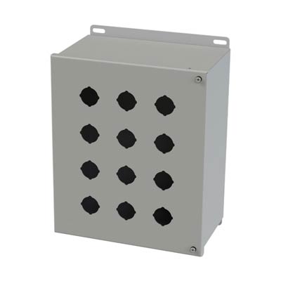 Saginaw Control & Engineering SCE-12PBH 12x10x6 Metal Pushbutton Enclosure with 12 Holes, 30.5 mm