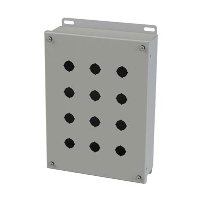 Saginaw Control & Engineering SCE-12PBI 12x9x3 Metal Pushbutton Enclosure with 12 Holes, 22.5 mm