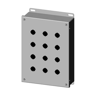 Saginaw Control & Engineering SCE-12PBSS6I 12x9x3" 316 Stainless Steel Pushbutton Enclosure with 12 Holes, 22.5 mm