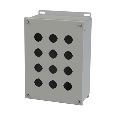 Saginaw Control & Engineering SCE-12PBX 12x9x5 Metal Pushbutton Enclosure with 12 Holes, 30.5 mm