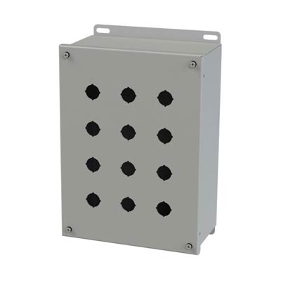 Saginaw Control & Engineering SCE-12PBXI 12x9x5 Metal Pushbutton Enclosure with 12 Holes, 22.5 mm
