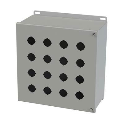 Saginaw Control & Engineering SCE-16PBH 12x12x6 Metal Pushbutton Enclosure with 16 Holes, 30.5 mm