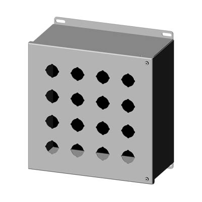 Saginaw Control & Engineering SCE-16PBHSS 12x12x6" 304 Stainless Steel Push Button Electrical Enclosure with 16 Holes, 30.5 mm