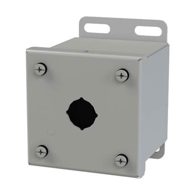 Saginaw Control & Engineering SCE-1PBGX 3x3x4 Metal Pushbutton Enclosure with 1 Hole, 22.5 mm