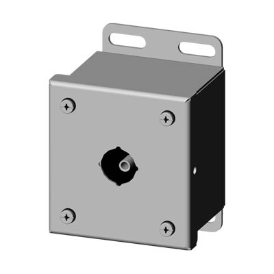 Saginaw Control & Engineering SCE-1PBSS6I 4x3x3" 316 Stainless Steel Pushbutton Enclosure with 1 Hole, 22.5 mm