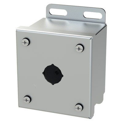 Saginaw Control & Engineering SCE-1PBSSI 4x3x3" 304 Stainless Steel Push Button Electrical Enclosure with 1 Hole, 22.5 mm