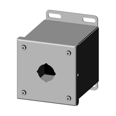 Saginaw Control & Engineering SCE-1PBXSS 4x4x5" 304 Stainless Steel Push Button Electrical Enclosure with 1 Hole, 30.5 mm