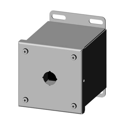 Saginaw Control & Engineering SCE-1PBXSS6I 4x4x5" 316 Stainless Steel Pushbutton Enclosure with 1 Hole, 22.5 mm