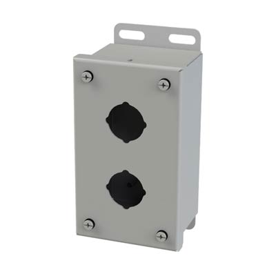 Saginaw Control & Engineering SCE-2PB 6x3x3 Metal Pushbutton Enclosure with 2 Holes, 30.5 mm