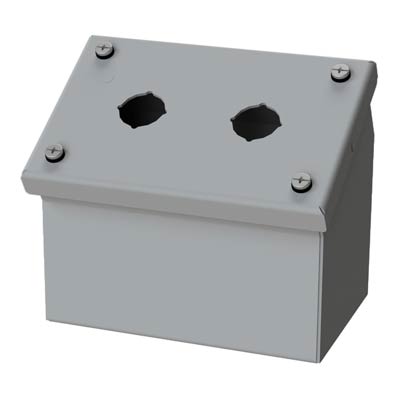 Saginaw Control & Engineering SCE-2PBAI 4x6x5 Metal Pushbutton Enclosure with 2 Holes, 22.5 mm
