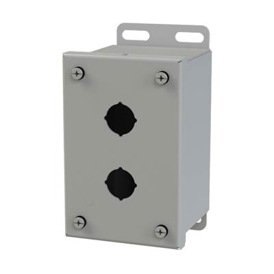Saginaw Control & Engineering SCE-2PBGX 5x3x4 Metal Pushbutton Enclosure with 2 Holes, 22.5 mm