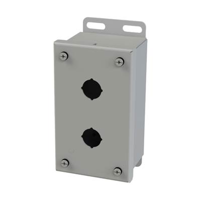 Saginaw Control & Engineering SCE-2PBI 6x3x3 Metal Pushbutton Enclosure with 2 Holes, 22.5 mm