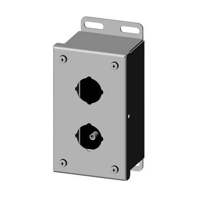 Saginaw Control & Engineering SCE-2PBSS 6x3x3" 304 Stainless Steel Push Button Electrical Enclosure with 2 Holes, 30.5 mm