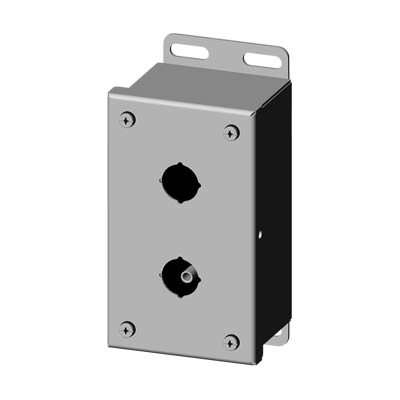 Saginaw Control & Engineering SCE-2PBSSI 6x3x3" 304 Stainless Steel Push Button Electrical Enclosure with 2 Holes, 22.5 mm