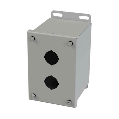Saginaw Control & Engineering SCE-2PBX 6x4x5 Metal Pushbutton Enclosure with 2 Holes, 30.5 mm