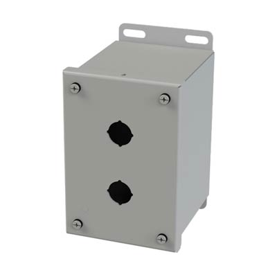 Saginaw Control & Engineering SCE-2PBXI 6x4x5 Metal Pushbutton Enclosure with 2 Holes, 22.5 mm