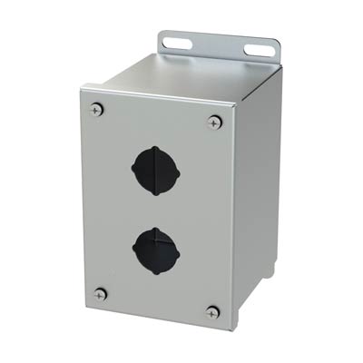 Saginaw Control & Engineering SCE-2PBXSS 6x4x5" 304 Stainless Steel Push Button Electrical Enclosure with 2 Holes, 30.5 mm