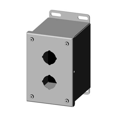 Saginaw Control & Engineering SCE-2PBXSS6 6x4x5" 316 Stainless Steel Pushbutton Enclosure with 2 Holes, 30.5 mm