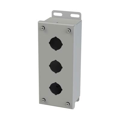 Saginaw Control & Engineering SCE-3PB 8x3x3 Metal Pushbutton Enclosure with 3 Holes, 30.5 mm