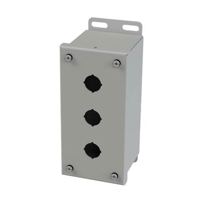 Saginaw Control & Engineering SCE-3PBGX 7x3x4 Metal Pushbutton Enclosure with 3 Holes, 22.5 mm