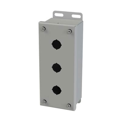 Saginaw Control & Engineering SCE-3PBI 8x3x3 Metal Pushbutton Enclosure with 3 Holes, 22.5 mm
