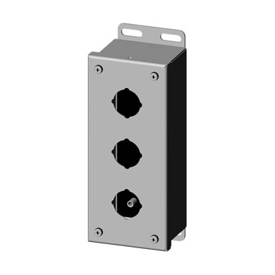 Saginaw Control & Engineering SCE-3PBSS 8x3x3" 304 Stainless Steel Push Button Electrical Enclosure with 3 Holes, 30.5 mm