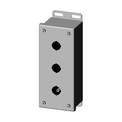 Saginaw Control & Engineering SCE-3PBSS6I 8x3x3" 316 Stainless Steel Pushbutton Enclosure with 3 Holes, 22.5 mm