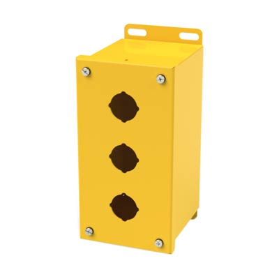 Saginaw Control & Engineering SCE-3PBX-RAL1018 8x4x5" Metal Push Button Enclosure with 3 Holes, 30.5 mm
