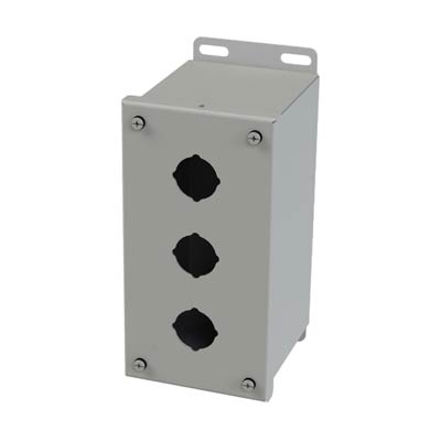 Saginaw Control & Engineering SCE-3PBX 8x4x5 Metal Pushbutton Enclosure with 3 Holes, 30.5 mm