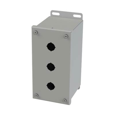 Saginaw Control & Engineering SCE-3PBXI 8x4x5 Metal Pushbutton Enclosure with 3 Holes, 22.5 mm