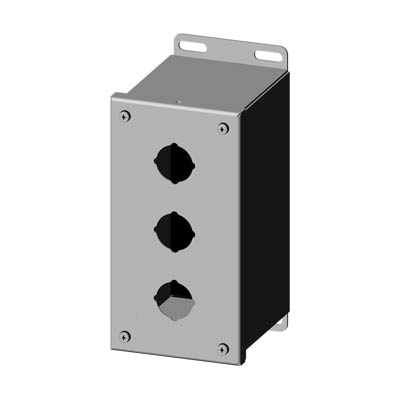 Saginaw Control & Engineering SCE-3PBXSS 8x4x5" 304 Stainless Steel Push Button Electrical Enclosure with 3 Holes, 30.5 mm