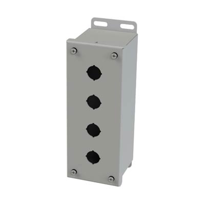 Saginaw Control & Engineering SCE-4PBGX 9x3x4 Metal Pushbutton Enclosure with 4 Holes, 22.5 mm