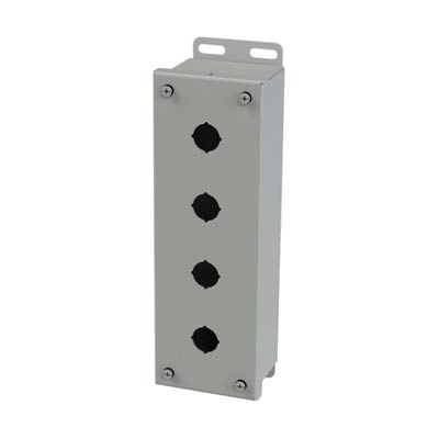 Saginaw Control & Engineering SCE-4PBI 10x3x3 Metal Pushbutton Enclosure with 4 Holes, 22.5 mm