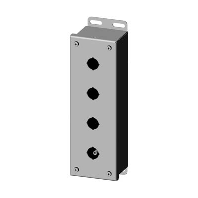 Saginaw Control & Engineering SCE-4PBSS6I 10x3x3" 316 Stainless Steel Pushbutton Enclosure with 4 Holes, 22.5 mm