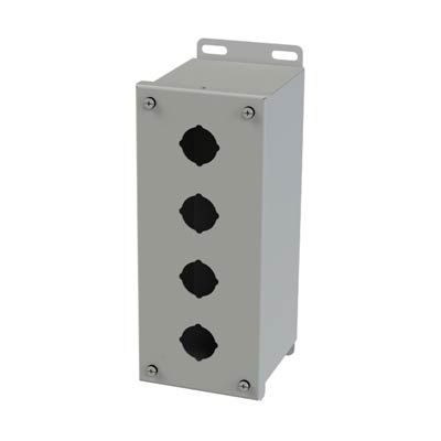 Saginaw Control & Engineering SCE-4PBX 10x4x5 Metal Pushbutton Enclosure with 4 Holes, 30.5 mm