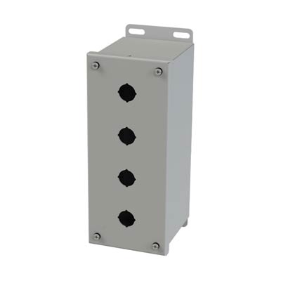 Saginaw Control & Engineering SCE-4PBXI 10x4x5 Metal Pushbutton Enclosure with 4 Holes, 22.5 mm