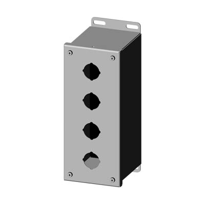 Saginaw Control & Engineering SCE-4PBXSS 10x4x5" 304 Stainless Steel Push Button Electrical Enclosure with 4 Holes, 30.5 mm