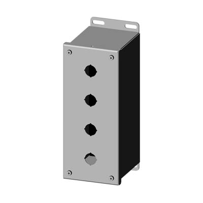 Saginaw Control & Engineering SCE-4PBXSS6I 10x4x5" 316 Stainless Steel Pushbutton Enclosure with 4 Holes, 22.5 mm