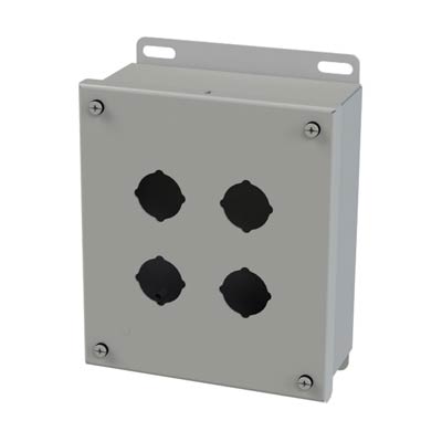 Saginaw Control & Engineering SCE-4SPB 7x6x3 Metal Pushbutton Enclosure with 4 Holes, 30.5 mm