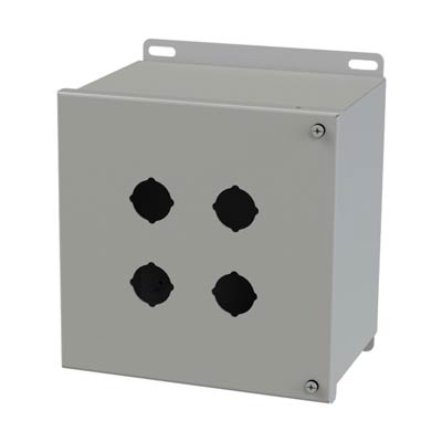 Saginaw Control & Engineering SCE-4SPBH 8x8x6 Metal Pushbutton Enclosure with 4 Holes, 30.5 mm