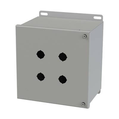 Saginaw Control & Engineering SCE-4SPBHI 8x8x6 Metal Pushbutton Enclosure with 4 Holes, 22.5 mm