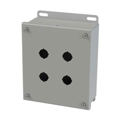 Saginaw Control & Engineering SCE-4SPBI 7x6x3 Metal Pushbutton Enclosure with 4 Holes, 22.5 mm